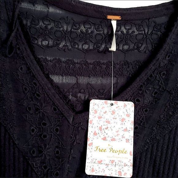 NEW Oversized Free PeopleBlackParisian Nights Blouse SZ XS (fits to M) NWT - Picture 8 of 12